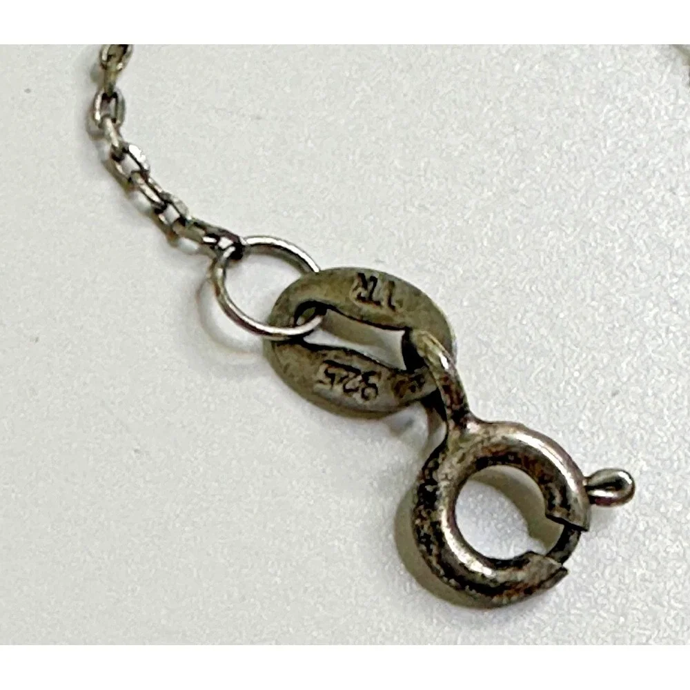 Sterling Silver Necklace‎ Cross Pendant Diamond Chips Italy Religious Adjustable